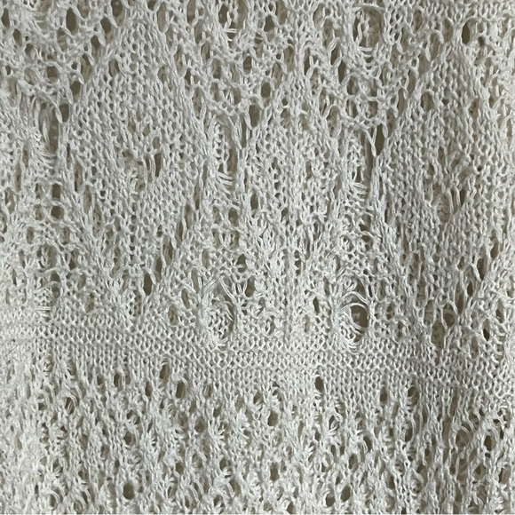 Vintage White Mossimo Crochet Top Size Medium Long Sleeve Open Knit - Picture 11 of 11